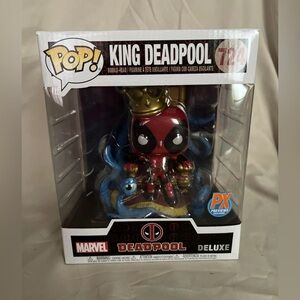 Funko Pop #724 Marvel Deluxe KING DEADPOOL on Throne PX Previews Exclusive 6”
